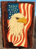 Eagle Flag Painting Live Edge 12"x16"