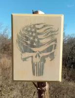 Punisher Plaque Whitewash 9"x12"
