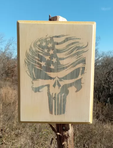 Punisher Plaque Whitewash 9"x12"